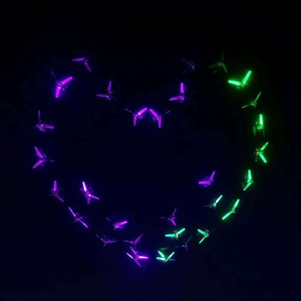 Heart-shaped drone formation